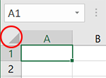 Excel select all cells.
