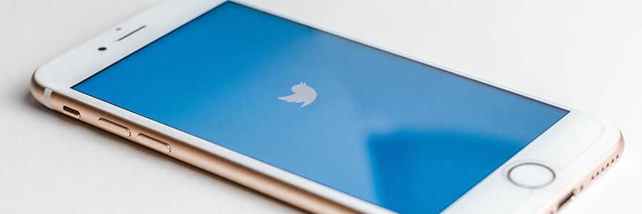 Smartphone with Twitter logo.